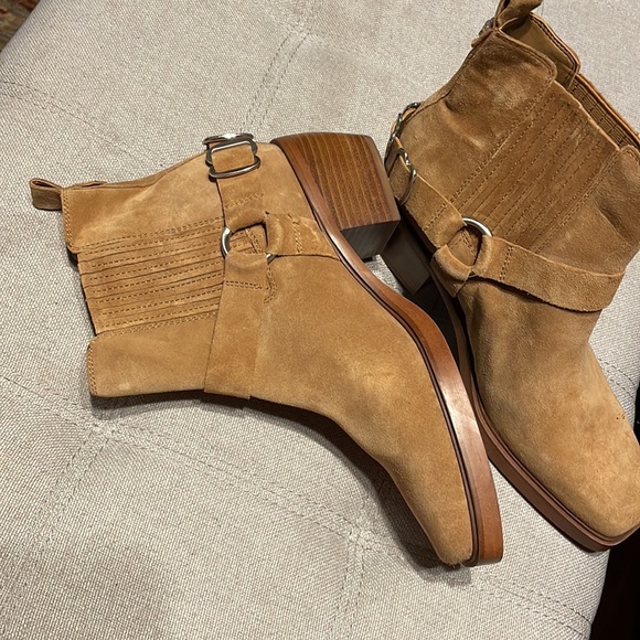 SAM EDELMAN sueded Leather Booties Easy Slip on SZ 7 1/2 - Picture 3 of 5